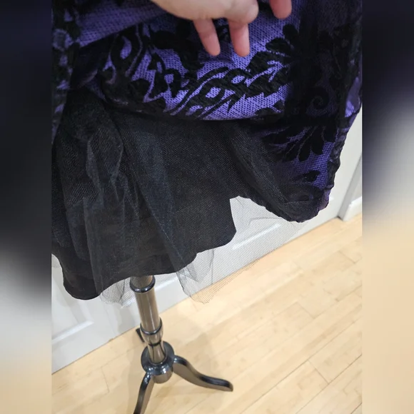 ~SOLD~ Dolls Kill Goth Widow Sultry Sins Black Purple Brocade Corset Dress XS - Picture 8 of 12
